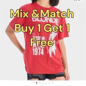 BOGO Red Blondie Made In N.Y.C. 1974 Graphic Tee Short Sleeve New With Tags